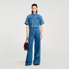Sandro / Cropped denim shirt Blue Jean