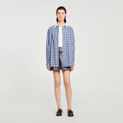 Sandro / Rhinestone checkered shirt Blue
