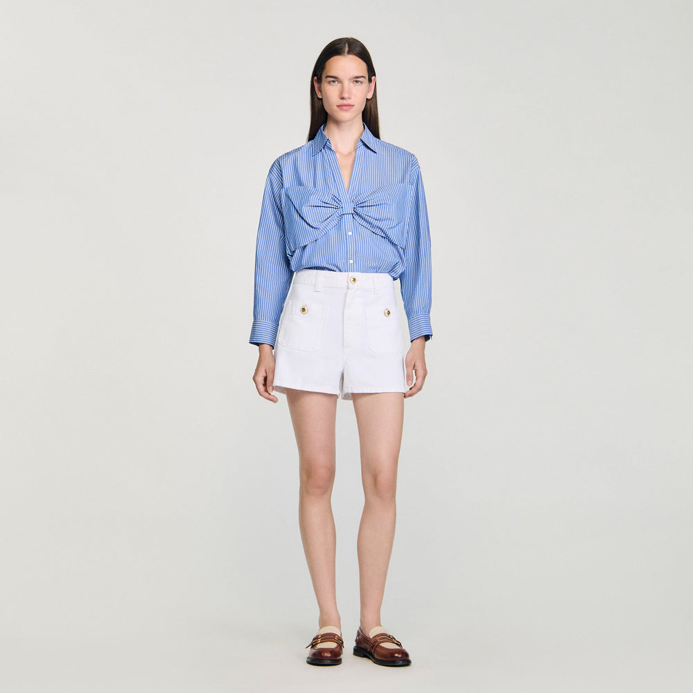 Sandro / Oversized bow shirt Blu / White