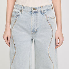 Sandro / Jeans with rhinestone stripes Light Bu Jean