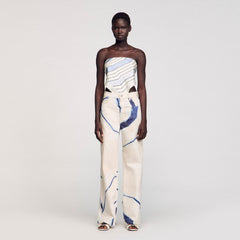 Sandro / Wide-leg striped jeans Ecru