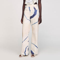 Sandro / Wide-leg striped jeans Ecru