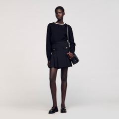 Sandro / Mini skirt with stitched pleats Black