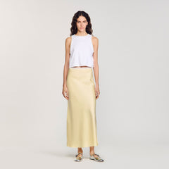 Sandro / Maxi satin-effect skirt Yellow