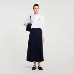 Sandro / Curb chain buckle pleated skirt Black