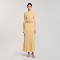 Sandro / Pointelle knit maxi skirt Gold