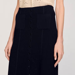 Sandro / Maxi decorative knit skirt Black