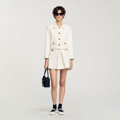 Sandro / Mini box-pleated skirt Ecru