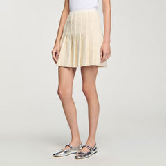 Sandro / Mini tweed pleated skirt Ecru