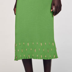 Sandro / Maxi knit skirt with charms Green