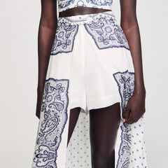 Sandro / Bandana-motif skirt shorts White / Blue