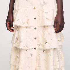 Sandro / Maxi frilled skirt Ecru
