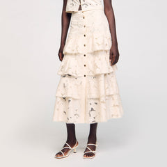 Sandro / Maxi frilled skirt Ecru