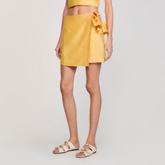 Sandro / Mini skirt with ruffled detail Straw