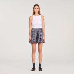 Sandro / Striped rhinestone bubble skirt Grey