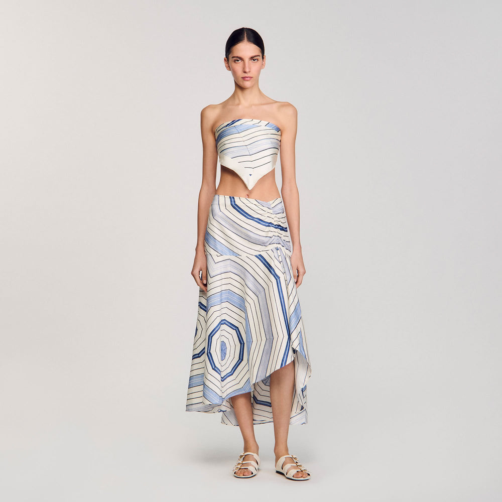 Sandro / Spiral-motif maxi skirt Sky Blue