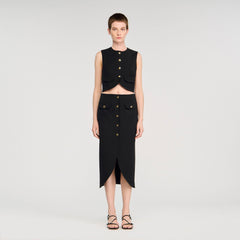 Sandro / Buttoned midi skirt Black