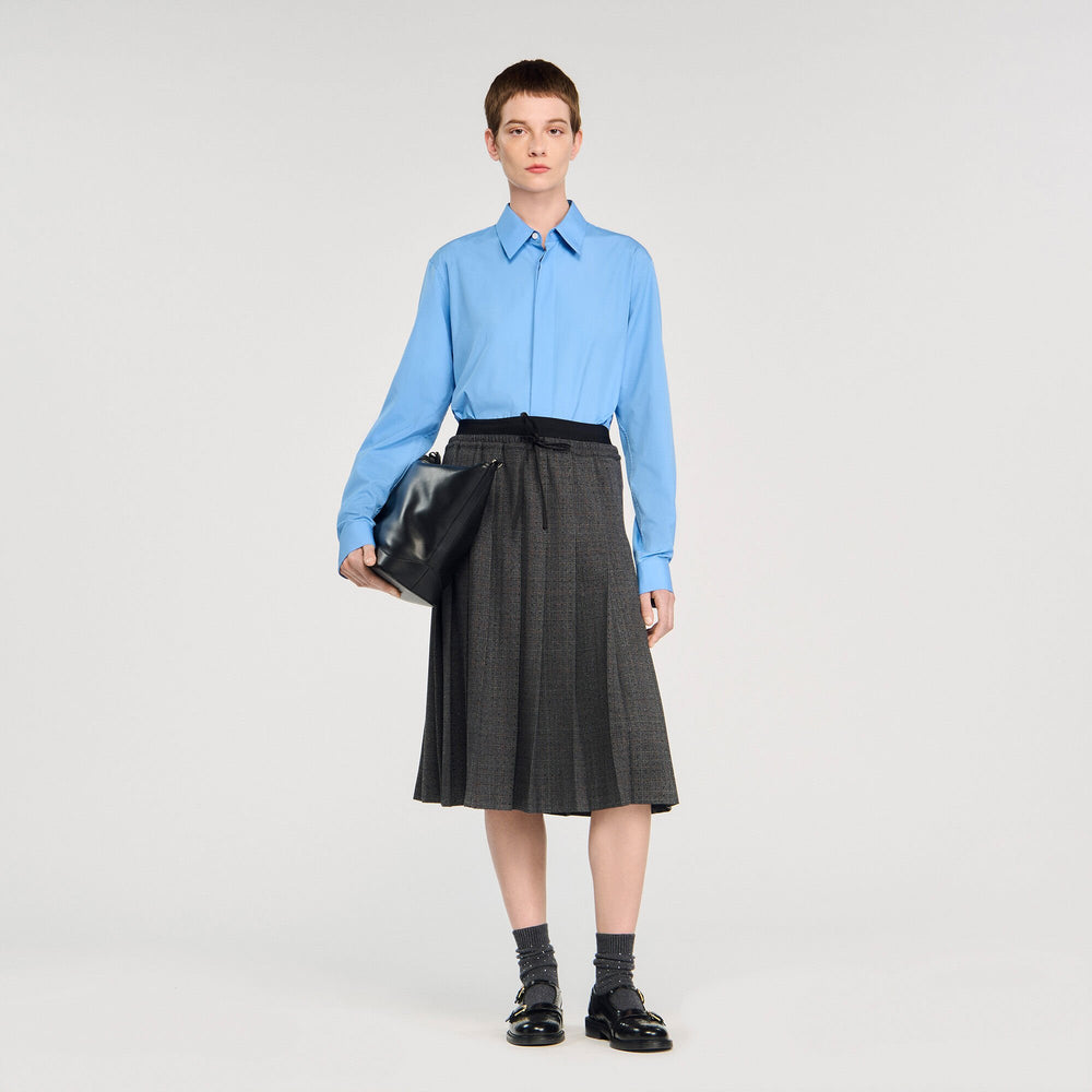 Sandro / Midi pleated rhinestone skirt Grey / Brown