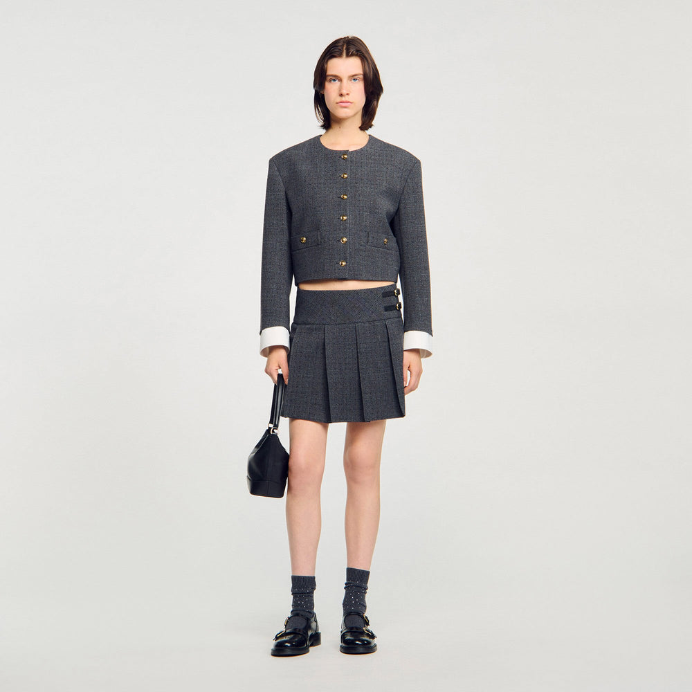 Sandro / Mini rhinestone suit skirt Grey / Brown