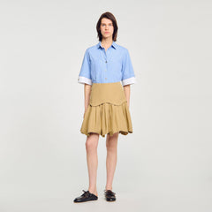 Sandro / Mini flared pleated skirt Beige