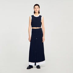 Sandro / Maxi two-tone knit skirt Navy Blue