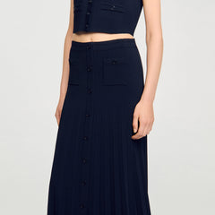 Sandro / Maxi two-tone knit skirt Navy Blue