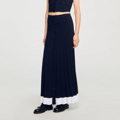 Sandro / Maxi two-tone knit skirt Navy Blue