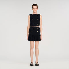 Sandro / Mini pleated knit skirt Black