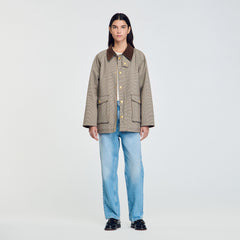 Sandro / Check coat with velvet collar Brown