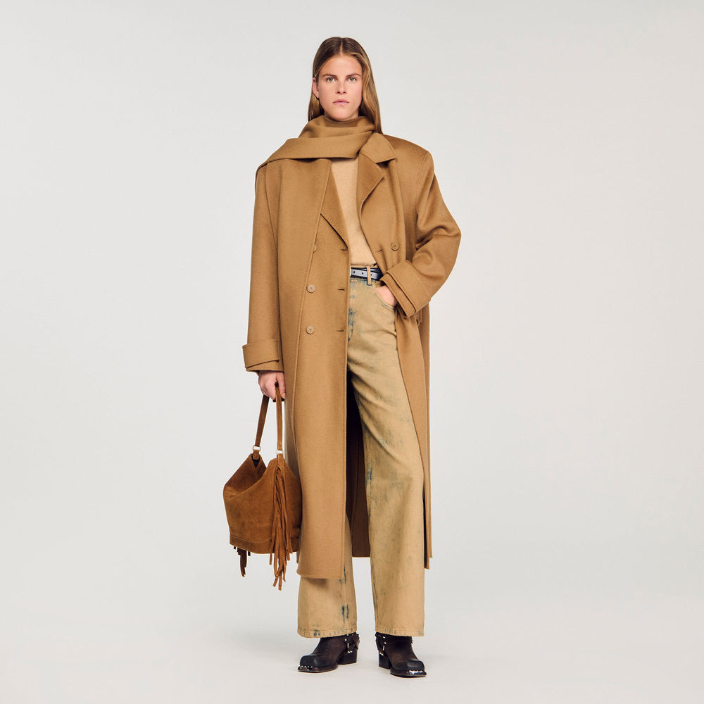 Sandro / Oversized Wool Coat Camel