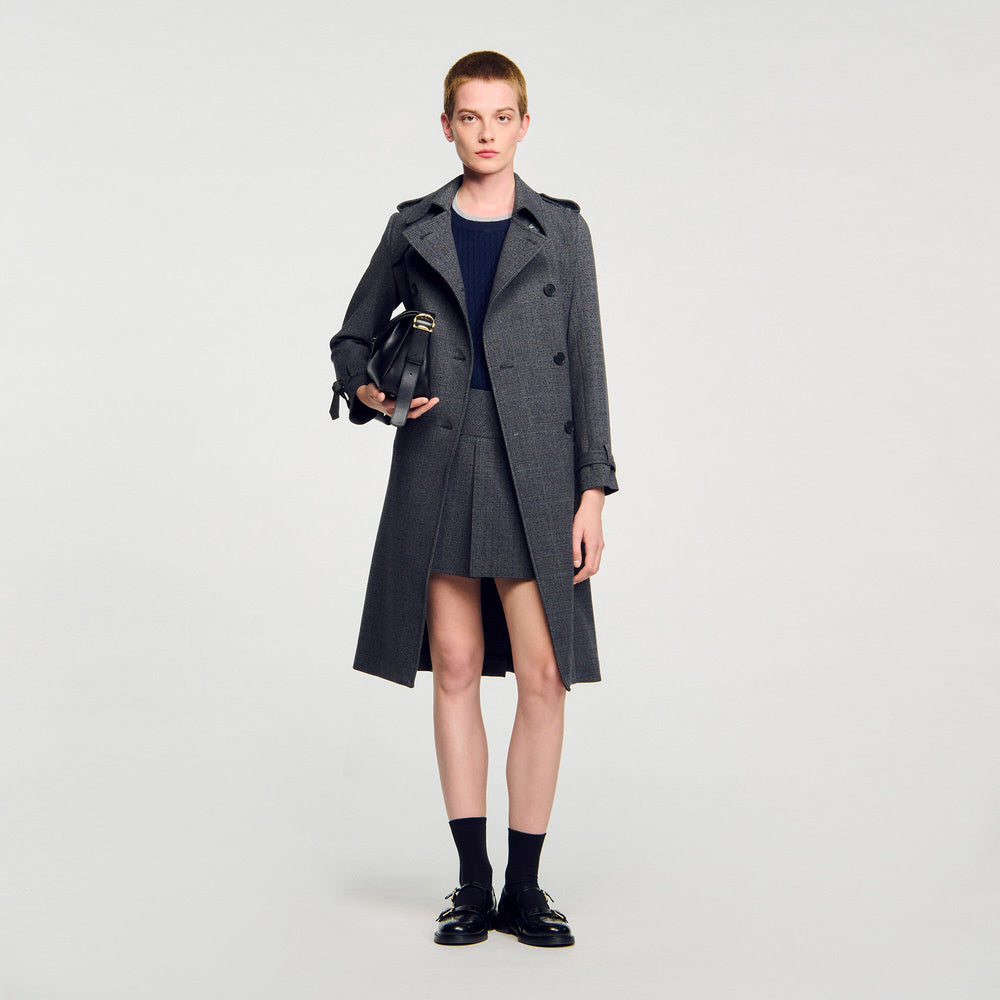Sandro / Rhinestone trench coat Grey / Brown