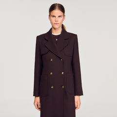 Sandro / Long double-breasted coat Brown