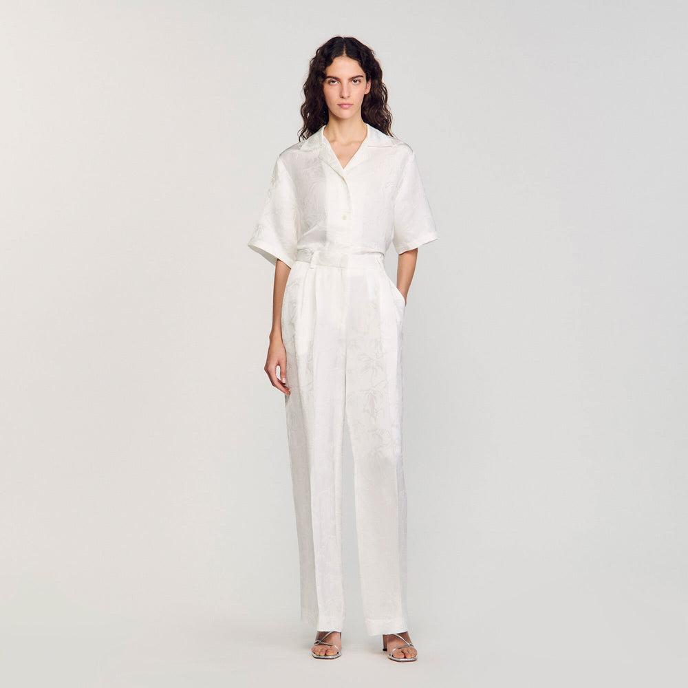 Sandro / Jacquard flowers trousers White