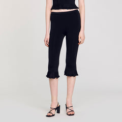 Sandro / Ruffled capri pants Black