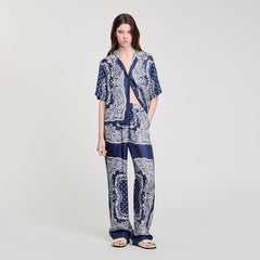 Sandro / Bandana-print flowy trousers Blu / White