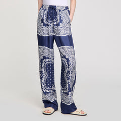 Sandro / Bandana-print flowy trousers Blu / White