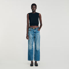 Sandro / Ruffled cropped sweater Black