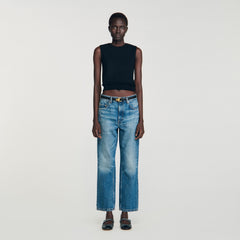 Sandro / Ruffled cropped sweater Black