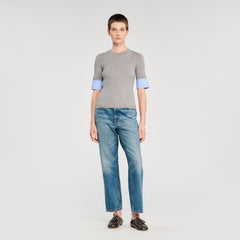 Sandro / Sweater with contrast short sleeves Grey