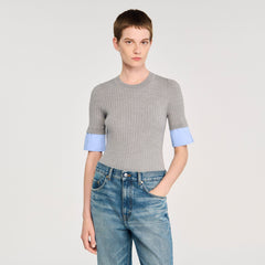 Sandro / Sweater with contrast short sleeves Grey