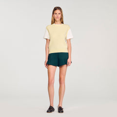 Sandro / Dual-material knit sweater Light Yellow