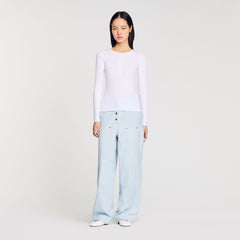 Sandro / Ribbed sweater with Tunisian collar White