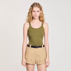 Sandro / Ribbed vest top Olive Green