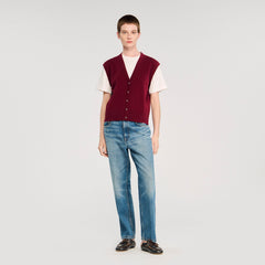 Sandro / Two-tone wool and cashmere sweater Bordeaux