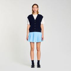 Sandro / Two-tone wool and cashmere sweater Dark Navy