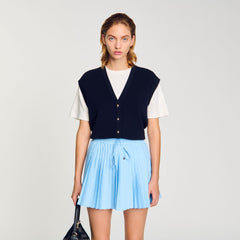 Sandro / Two-tone wool and cashmere sweater Dark Navy