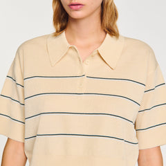 Sandro / Cropped striped knitted sweater Ecru