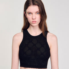 Sandro / Decorative knit top Black