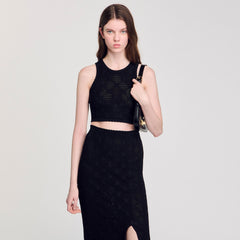 Sandro / Decorative knit top Black