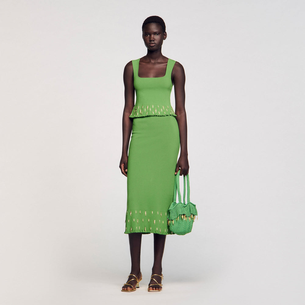 Sandro / Knit top with charms Green